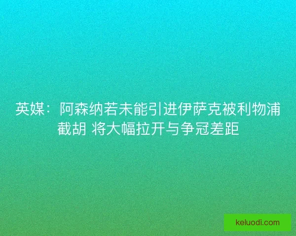 英媒：阿森纳若未能引进伊萨克被利物浦截胡 将大幅拉开与争冠差距