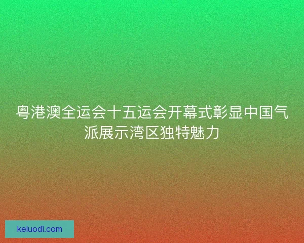 粤港澳全运会十五运会开幕式彰显中国气派展示湾区独特魅力