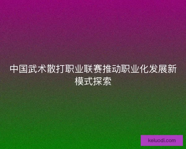 中国武术散打职业联赛推动职业化发展新模式探索